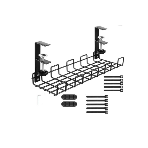 Organizare și Depozitare - Organizator metalic pentru cabluri, multifuncțional pentru birou, Negru
