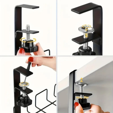 Organizator metalic pentru cabluri, multifuncțional pentru birou, Negru [4]