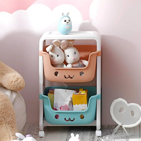 Organizator pentru jucării, 2 compartimente, cu roți [4]