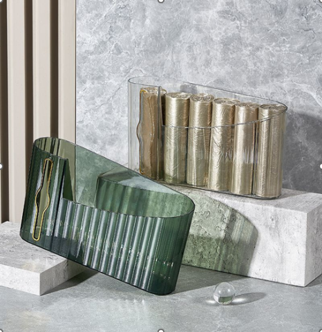 Organizator pentru saci gunoi, montare pe perete, fara gaurire, Transparent [1]