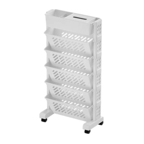 Organizator portabil cu 5 rafturi pliabile și roți, alb [0]