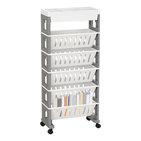 Camera copilului - Organizator portabil cu 6 rafturi pliabile și roți