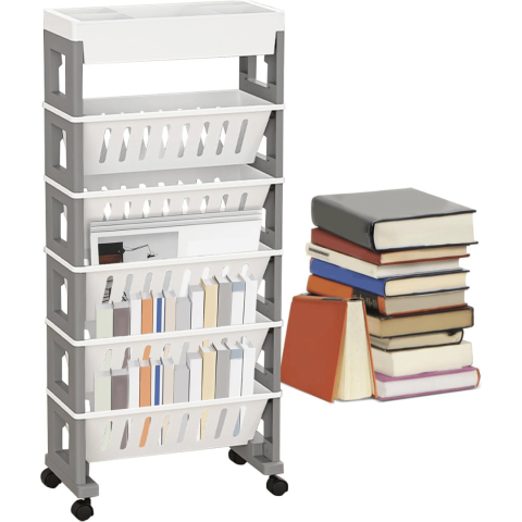 Organizator portabil cu 6 rafturi pliabile și roți [6]