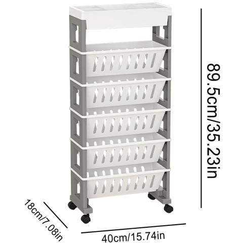 Organizator portabil cu 6 rafturi pliabile și roți [3]