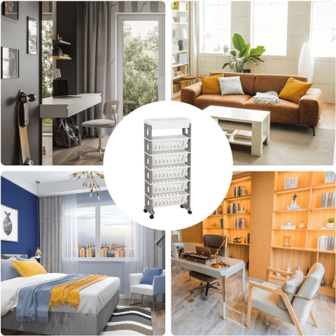 Organizator portabil cu 6 rafturi pliabile și roți [5]