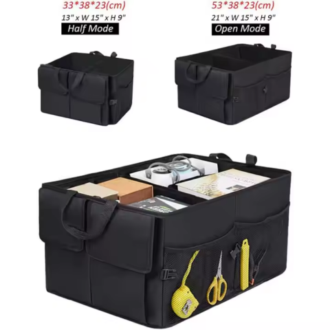 Organizator Portbagaj cu 3 compartimente si 6 buzunare, Pliabil, Waterproof, 53x38x23 cm, Negru [2]