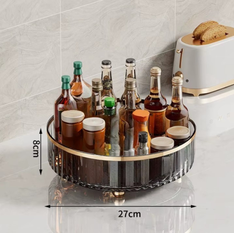 Organizator rotativ de depozitare, 360 grade, plastic, Fumuriu transparent, 27 x 8 cm [1]