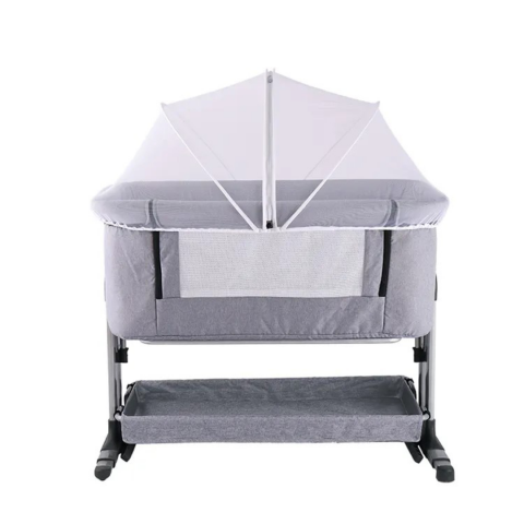 Pătuț bebeluș reglabil în 4 poziții, cu geantă de transport, gri deschis [4]