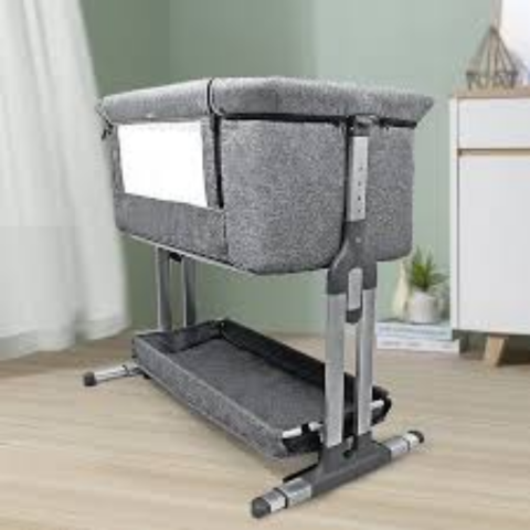 Pătuț bebeluș reglabil în 4 poziții, cu geantă de transport, gri închis [7]