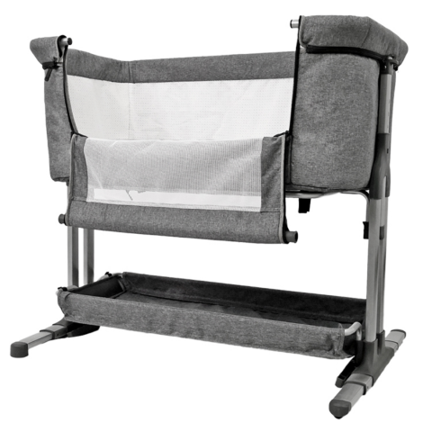 Pătuț bebeluș reglabil în 4 poziții, cu geantă de transport, gri închis [2]