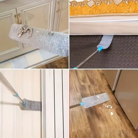 Perie subțire de praf cu mâner extensibil, din material lavabil, microfibră, pentru spații înguste [2]