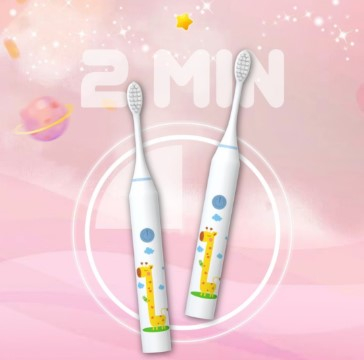 Periuta de dinti electrica sonica, pentru copii, 4 capete incluse,19 cm, temporizator inteligent, rezistenta la apa, model Girafa, alb [1]