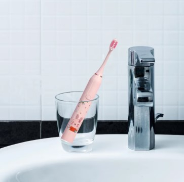 Periuțe de dinți electrice - Periuta de dinti electrica sonica, pentru copii, 4 capete incluse,19 cm, temporizator inteligent, rezistenta la apa, model Iepuras, Roz