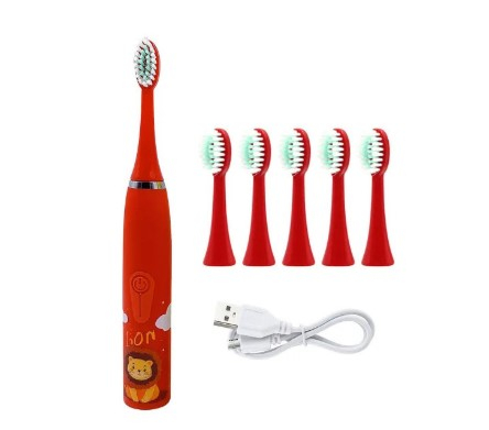 Periuță de dinți electrică sonică pentru copii, 6 capete incluse, rezistentă la apă, model Leut, multicolor [1]