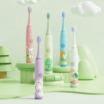 Periuta de dinti electrica sonica, pentru copii, 6 capete incluse, temporizator inteligent, rezistenta la apa, model Ursulet cu steluta, Bleu [3]