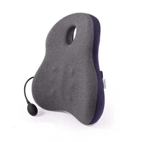 Sănătate - Pernă ortopedică lombară cu sistem de umflare, spumă cu memorie și husă lavabilă, Albastru