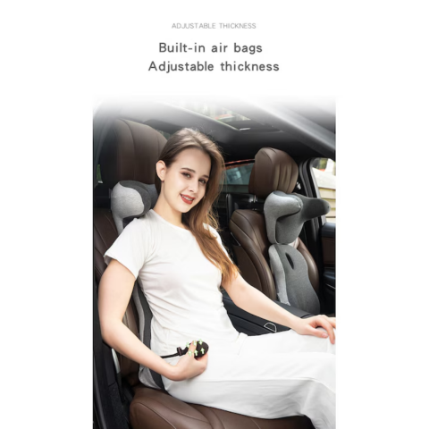 Pernă ortopedică lombară cu sistem de umflare, spumă cu memorie și husă lavabilă, Albastru [6]