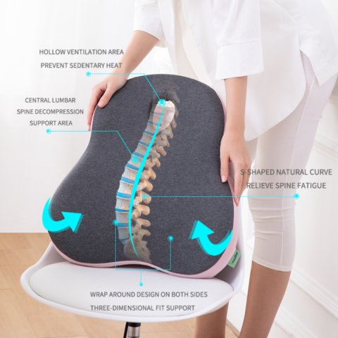 Pernă ortopedică lombară cu sistem de umflare, spumă cu memorie și husă lavabilă, Albastru [2]
