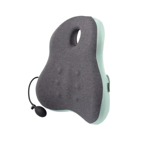 Sănătate - Pernă ortopedică lombară cu sistem de umflare, spumă cu memorie și husă lavabilă, Verde