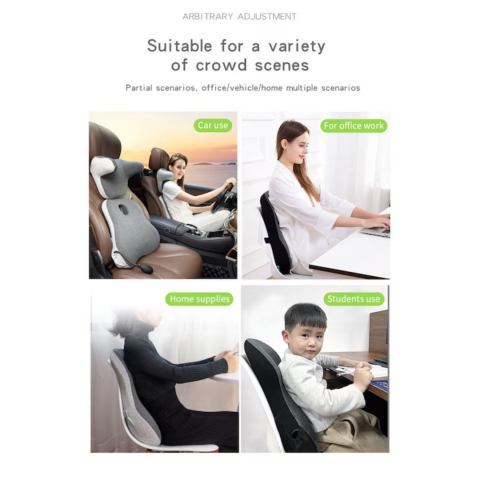 Pernă ortopedică lombară cu sistem de umflare, spumă cu memorie și husă lavabilă, Verde [5]