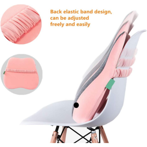 Pernă ortopedică lombară, cu spumă de memorie și husă lavabilă, Roz [3]