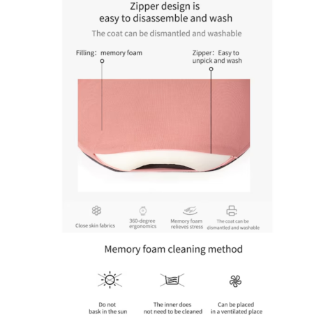 Pernă ortopedică lombară, cu spumă de memorie și husă lavabilă, Roz [10]