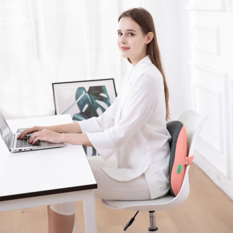 Pernă ortopedică lombară, cu spumă de memorie și husă lavabilă, Roz [2]