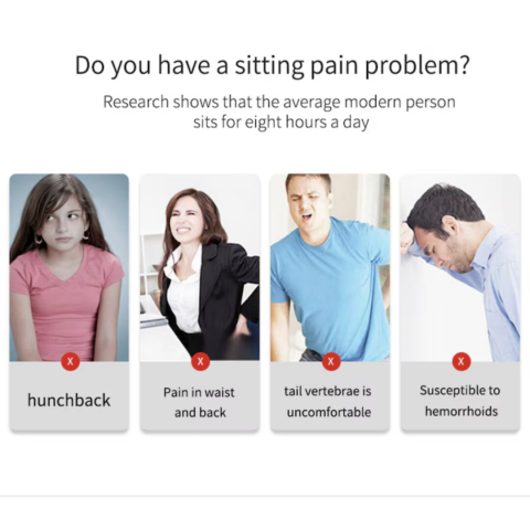 Pernă ortopedică pentru șezut, cu spumă de memorie și husă lavabilă, Gri [3]