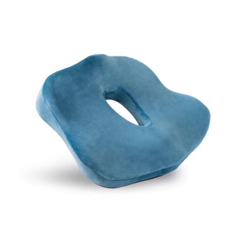Sănătate - Pernă ortopedică pentru șezut, cu spumă de memorie și husă lavabilă, Albastru