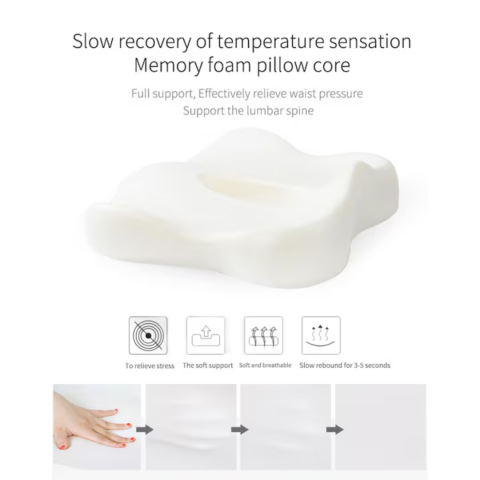 Pernă ortopedică pentru șezut, cu spumă de memorie și husă lavabilă, Albastru [8]