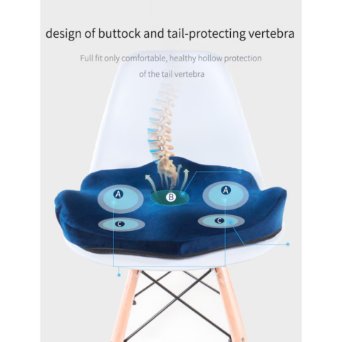 Pernă ortopedică pentru șezut, cu spumă de memorie și husă lavabilă, Albastru [2]