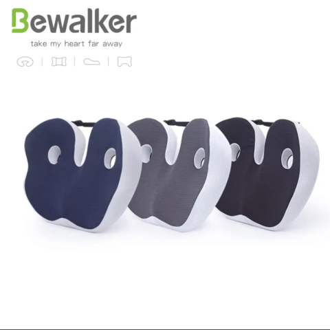 Perna ortopedica sezut, Bewalker, Spuma cu memorie, pentru scaun de birou sau masina, Husa respirabila si antialunecare, zona Lombara, Dureri de sold, Hemoroizi, Albastru [2]