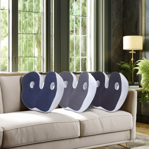 Perna ortopedica sezut, Bewalker, Spuma cu memorie, pentru scaun de birou sau masina, Husa respirabila si antialunecare, zona Lombara, Dureri de sold, Hemoroizi, Albastru [4]