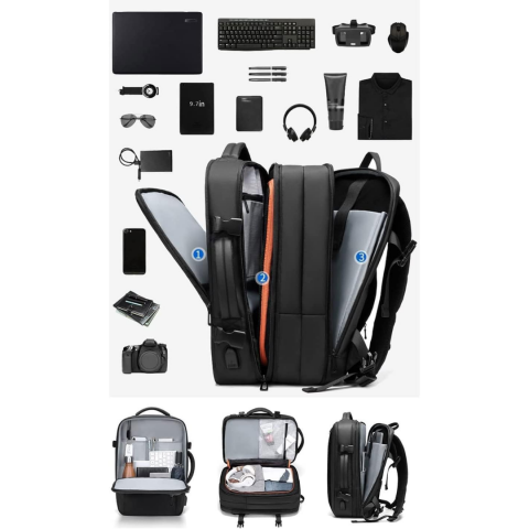 Rucsac extensibil 3 în 1, antifurt, gri [3]