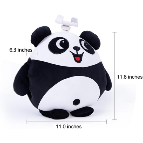 Pernă tip animăluț, model panda, cu suport telefon integrat [3]