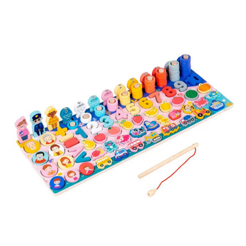 Jucării educative - Placa interactiva din lemn cu cifre si semne matematice