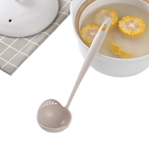 Gătit - Polonic bucatarie 2 in 1, polonic/strecuratore, Bej