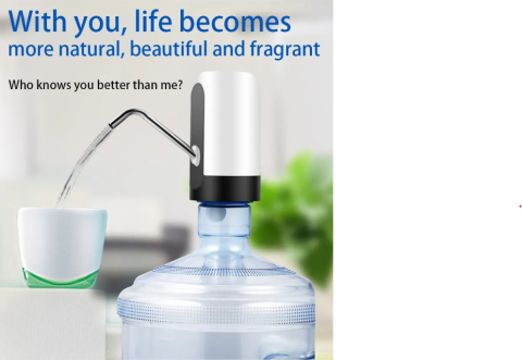 Pompa electrica bidon apa, incarcare USB, indicator led, Alb/Negru [5]