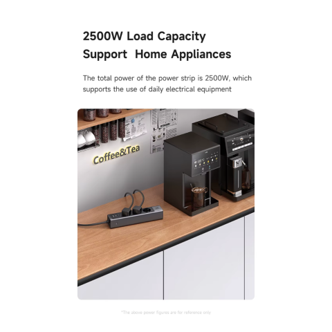 Prelungitor Smart Securizat, 3 Prize, 2 Porturi USB-C, 1 Port USB, Incarcare Rapida, 1.5 Metri, Negru [10]