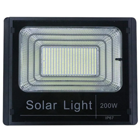 Proiector LED cu lampă solară, de exterior, 200W, cu senzor, timer și telecomandă, negru [1]