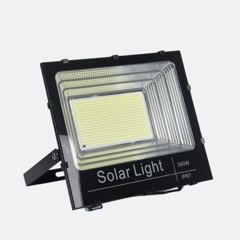 Casă și Grădină - Proiector LED cu lampă solară, de exterior, 300W, cu senzor, timer și telecomandă, negru