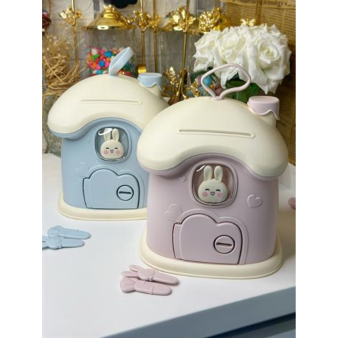 Pusculiță pentru copii, în formă de căsuță cu cheie, Bleu [5]