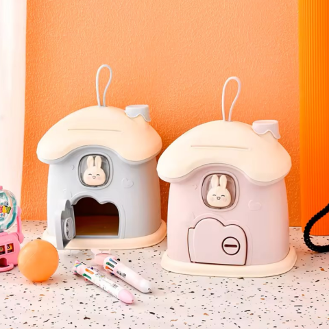 Pusculiță pentru copii, în formă de căsuță cu cheie, Bleu [1]