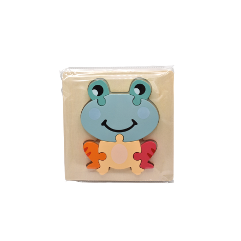 Jucării educative - Puzzle 3D din lemn, model broscuță