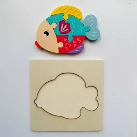 Puzzle 3D din lemn, model peștișor [5]
