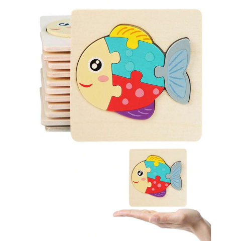 Puzzle 3D din lemn, model peștișor [3]
