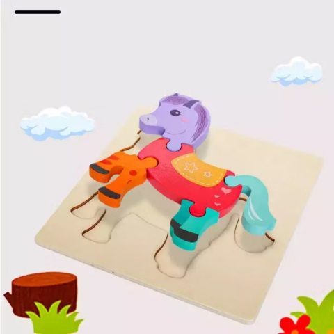 Puzzle cu 5 piese 3D, model căluț [5]