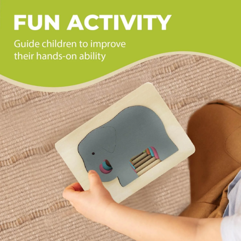 Puzzle din lemn cu 5 forme descrescătoare, model elefant [2]