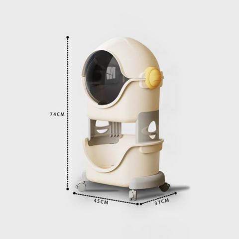 Raft de depozitare mobil cu 4 roți, model cosmonaut, două nivele [2]