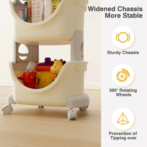 Raft de depozitare mobil cu 4 roți, model cosmonaut, trei nivele [1]